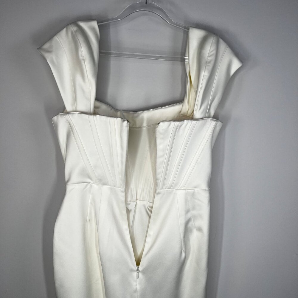House of CB Loretta Ivory Satin Off Shoulder Corset Dress Size Medium - Picture 9 of 15